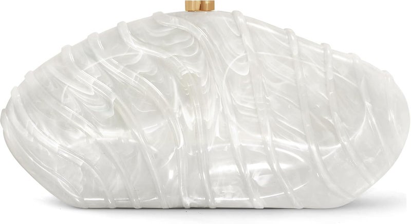 NEWROGENG Acrylic Clutch Purse for Women Evening Bag, Irregular Shell Acrylic Purse Box Clutch with Chain for Party Wedding Prom - Image 1